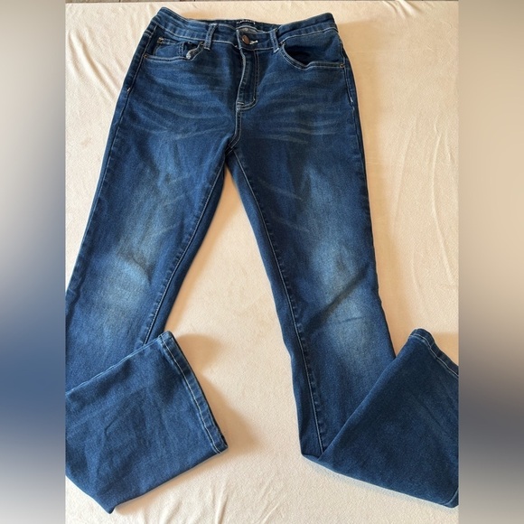 Flamingals Denim - Flamingo Embroidery Back Pocket Dark Blue Stretch Women's Jeans Size M